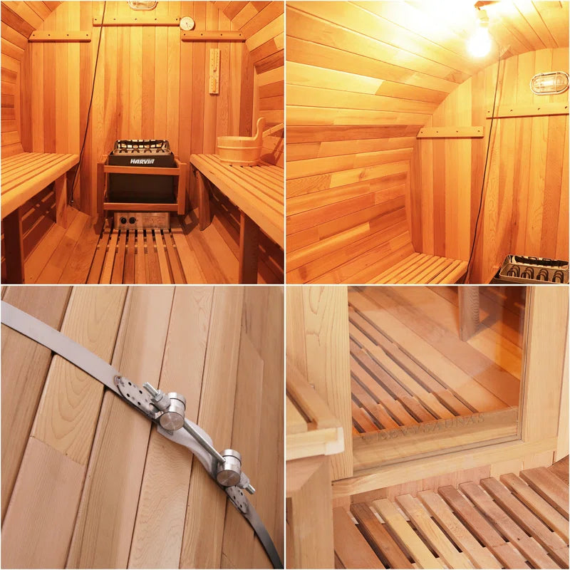 6-Person Patchwork Red Cedar Traditional Steam Sauna